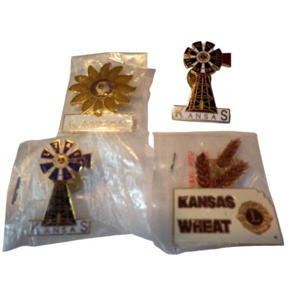 Kansas Lions Club Windmill Wheat Pins Pinbacks  NOS lot 4